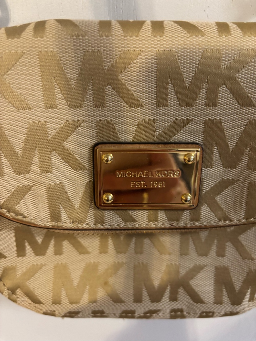 Michael Kors Tan Logo Jacquard Crossbody with Gold Hardware - Picture 4 of 8